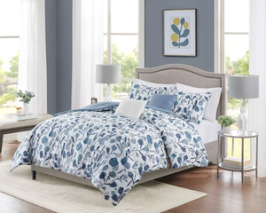lot 404 image: 5PCS King Size Ramona Seersucker Tulip Print Comforter Bedding Set