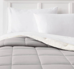 lot 306 image: Room Essentials Faux Shearling Reversible Comforter Gray TwinTwin XL