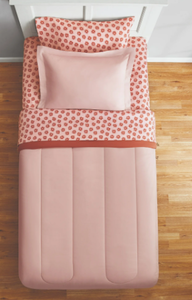 lot 316 image: Mainstays 5-Piece Reversible Bed in a Bag Comforter Set with Sheets, Pink, Twin-XL