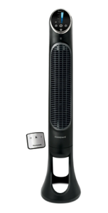 lot 321 image: Honeywell 40 Black Quiet Set Oscillating Tower Fan, 30ft Air Circulation Power, 8 Speed, Auto off Timer, HYF290B