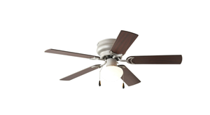 lot 354 image: Mainstays 44 inch Hugger Indoor Ceiling Fan with Light Kit, Satin Nickel, 5 Blades, Reverse Airflow