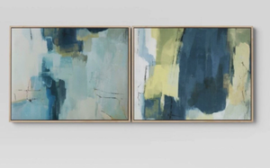 lot 363 image: LOT OF 2 16 x 20 Abstract Pair Framed Wall Canvases - Threshold 2pk