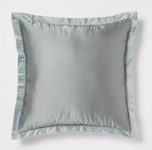 lot 366 image: LOT OF 2 24x24 Luxe Euro Sateen with Velvet Trim Decorative Pillow - Threshold
