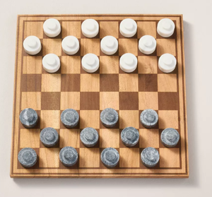 lot 374 image: Wood & Marble Checkers Board Game - Hearth & Hand with Magnolia Classic Adult Game, Problem Solving, 2 Players
