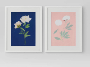 lot 425 image: Botanical Poster Set of 2 16x20 Pink Blue Floral Posters Threshold Modern