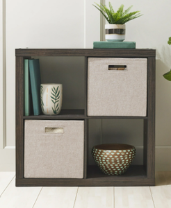 lot 438 image: Better Homes & Gardens 4 Cube Storage Organizer, Tobacco Oak