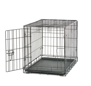 lot 443 image: Vibrant Life Single Door Folding Metal Wire Dog Crate with Divider and Tray, Black, 30
