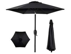 lot 455 image: Best Choice Products 7.5ft Heavy-Duty Round Outdoor Market Table Patio Umbrella wSteel Pole, Push Button Tilt, Easy Crank Lift - Black