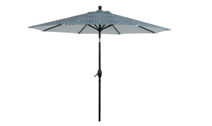 lot 457 image: Better Homes & Gardens 9 Blue and Green Medallion Patio Umbrella Crank Lift and 3 Position Tilt