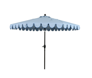 lot 458 image: Better Homes & Gardens 9 Blue Scallop Patio Umbrella, Crank Lift and 3 Position Tilt