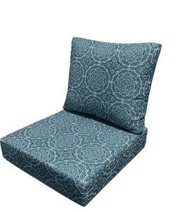 lot 471 image: Better Homes & Gardens 24x 24 Premium Blue & Green Medallion Outdoor 2 Piece Deep Seat Cushion