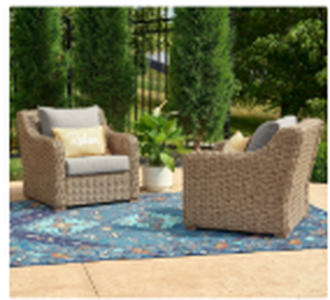lot 42 image: Better Homes & Gardens Bellamy 2-Pack Outdoor Wicker Club Lounge Patio Chairs, Gray