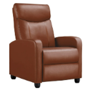 lot 48 image: COMHOMA Push Back Recliner with Thick Padded Seat, Brown