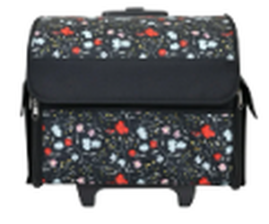 lot 278 image: Everything Mary Rolling Sewing Machine Storage and Transport Tote, Red Floral with Wheels, Crafting Tote