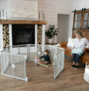 lot 290 image: Toddleroo by North States Superyard Explorer Baby Play Yard, Gray Plastic