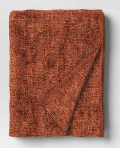 lot 299 image: Threshold - Marled Boucle Decorative Sofa Throw Blan Orange