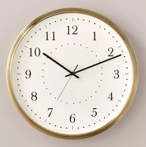 lot 386 image: Gold Rim 20 Brass Analog Circular Wall Clock - Hearth & Hand