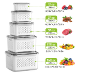 lot 399 image: TINANA 5 Pack Produce Saver Containers for Fridge