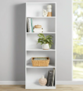 lot 490 image: Mainstays 5-Shelf Bookcase with Adjustable Shelves, White