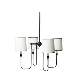 lot 97 image: 4-Arm Chandelier with Trim Shades Black - Threshold designed with Studio McGee