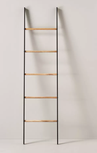 lot 155 image: Wood & Steel Blanket Ladder BlackNatural - Hearth & Hand with Magnolia Farmhouse Style, No Assembly Required