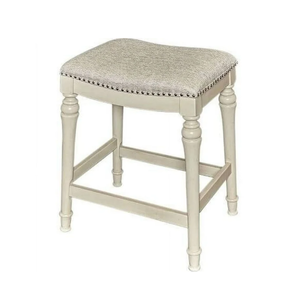 lot 165 image: Powell Hayes 27 Backless Wood Counter Stool, Cream Finish