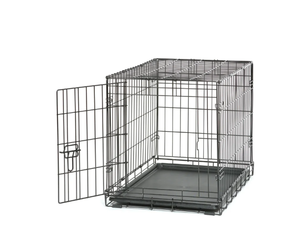lot 166 image: Vibrant Life Single Door Folding Metal Wire Dog Crate with Divider and Tray, Black, 30