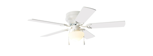 lot 187 image: Mainstays 52 inch Hugger Indoor Ceiling Fan with Light Kit, White, 5 Blades, Reverse Airflow