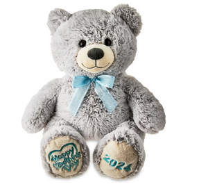 lot 263 image: LOT OF 4 Mothers Day Large Gray Bear with Bow Plush Toy