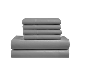 lot 265 image: Color Sense 6-Piece 800 Thread Count Gray Cotton Rich Adult Bed Sheet Set, King - Deep Pocket