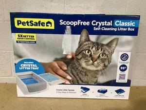 lot 492 image: PetSafe ScoopFree Crystal Classic Self-Cleaning Cat Litter Box, Unbeatable Odor Control, Gray