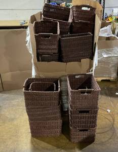 lot 271 image: LOT OF 29 Rectangle Rattan Decorative Basket Dark Brown - Threshold
