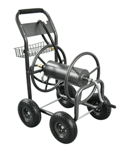 lot 34 image: Expert Gardener Silver 230 ft Steel Mobile Hose Reel Cart