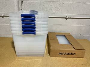 lot 105 image: 6PCS Sterilite 66qt ClearView Latch Box Clear with BlueLatches