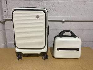 lot 148 image: Merax 20 Inch Carry On Luggage 22x14x9 Airline Approved, Durable Hard Shell Suitcases with Wheels, TSA Lock, Front Pocket for Travel Woman Men (White)