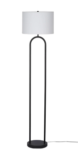 lot 272 image: Mainstays 64 Dual Pole Arch Metal Floor Lamp, Black Finish with White Fabric Drum Shade