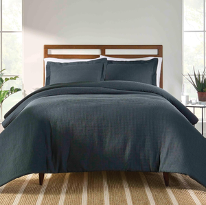 lot 281 image: Better Homes & Gardens 3-Piece Grey Waffle Stripe Comforter Set, Adult King