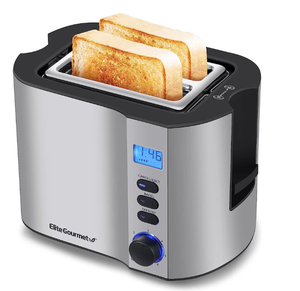 lot 294 image: Elite Gourmet ECT2145 New Stainless Steel 2-Slice LCD Toaster with Bagel Function