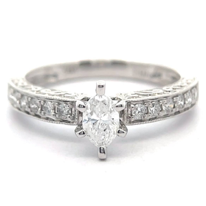 lot 8 image: Classic 0.50 Carat Marquise Natural Diamond Channel Ring in 14k White Gold $1,699 Retail VIDEO