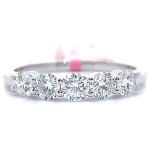 lot 7 image: NEW 1 Carat Diamond Five-Stone Ring in 14k White Gold $2,450 Retail VIDEO