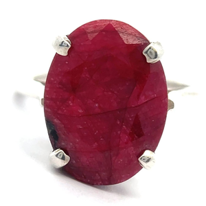 lot 27 image: Oval Natural Ruby Solitaire Basket Ring