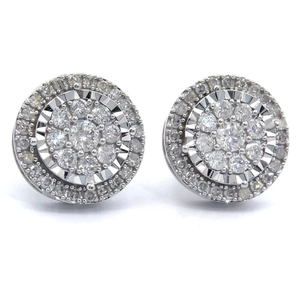 lot 21 image: 1 Carat Natural Diamond Miracle Cluster Stud Earrings in White Gold