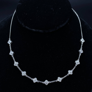 3.12 Carat Diamond Four-Petal Flower Cluster Station Necklace; $3,150 Retail