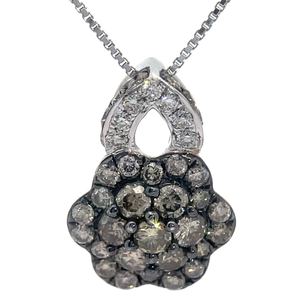 lot 10 image: Le Vian 1 Carat Fancy Brown & White Natural Diamond Flower Cluster Pendant in 14k White Gold VIDEO