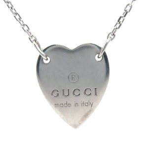 lot 14 image: Gucci Sterling Silver Heart Tag Pendant Necklace  Made in Italy