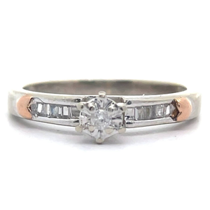 lot 14B image: Round & Baguette Natural Diamond Ring in Two-Tone Gold VIDEO