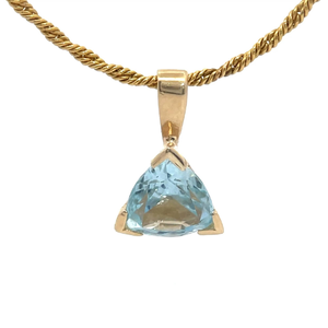 lot 16B image: Trillion Aquamarine Pendant in 14k Yellow Gold