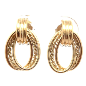 lot 19B image: Door-Knocker Twisted Rope Front-Facing Hoop Earrings in 14k Yellow Gold
