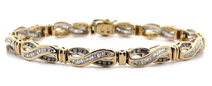 lot 20 image: 3 Carat Natural Diamond Infinity Symbol Tennis Bracelet in Yellow Gold VIDEO