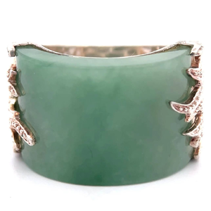 lot 44B image: Convex Jade Tablet Artistic Coral Reef Ring VIDEO